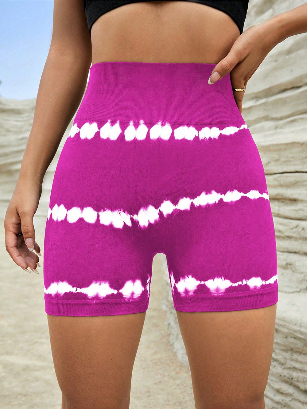 High Waist Tie-dye Yoga Shorts For Women Shorts - Imagem 2