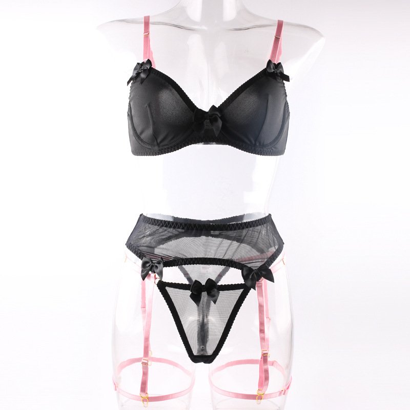 Women's Fashion Bow Bra Three Piece Set - Imagem 9
